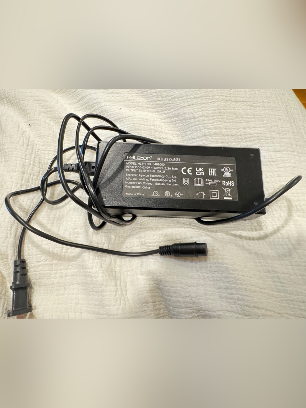 54.6V 2A Adapter for Ridstar Q20/Q20 Lite Fat Tire 1000W Motor Charger, Hyleton